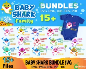 15+ Baby Shark Family Bundle Svg, Family Matching Svg, Daddy Shark Svg