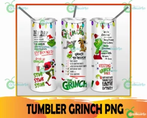 The Grinch Christmas Tumbler Wrap Png, Skinny Tumbler Png