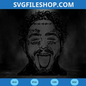 Post Malone Tattoos Clipart, Svg Png Dxf Eps Digital Files Invert